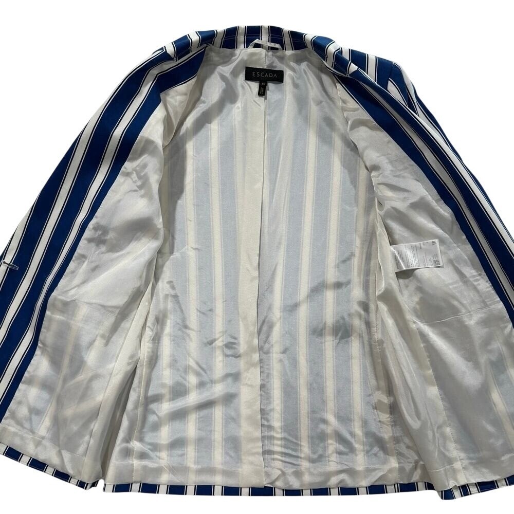 Escada Cabana Womens Blue White Striped Blazer Jacket Size 40 US 10 W87 - Picture 5 of 12